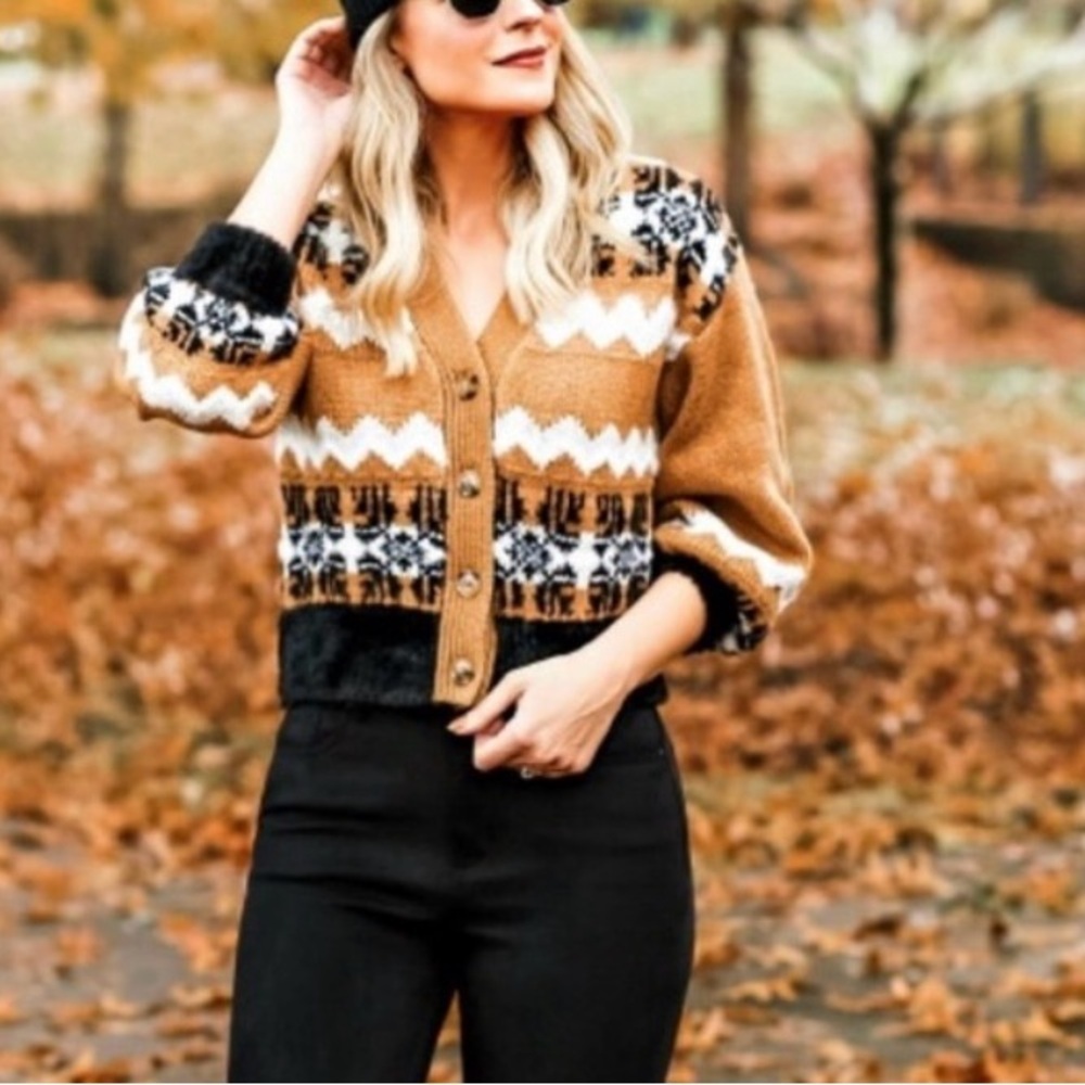 Ann Taylor fair isle cropped cardigan - Picture 3 of 11